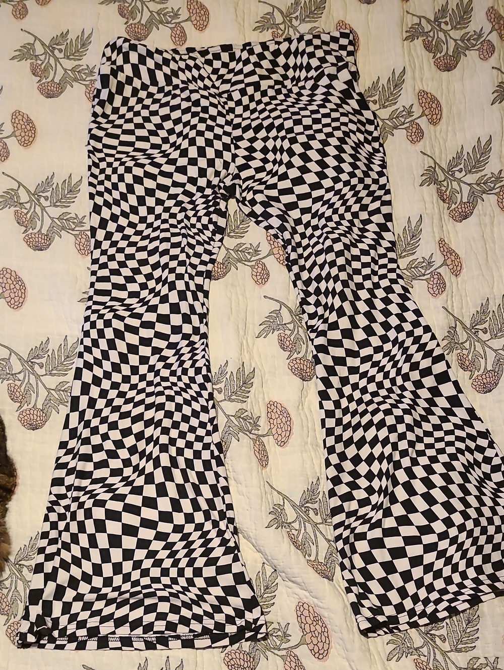 Black & White Checkerboard Flare Pants